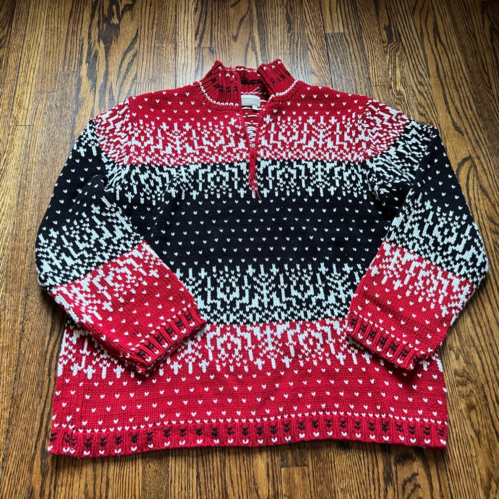 Coldwater Creek XL Gradient Red and Black Sweater